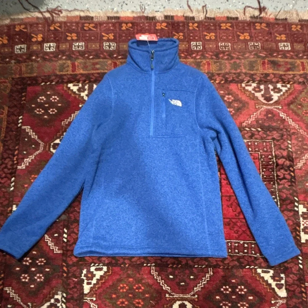 The North Face Men's Blue Fleece 1/4 Zip Mock Neck Pullover Sweatshirt XS